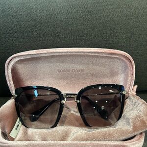 Miu Miu Black Sunglasses with Pink Velvet Case